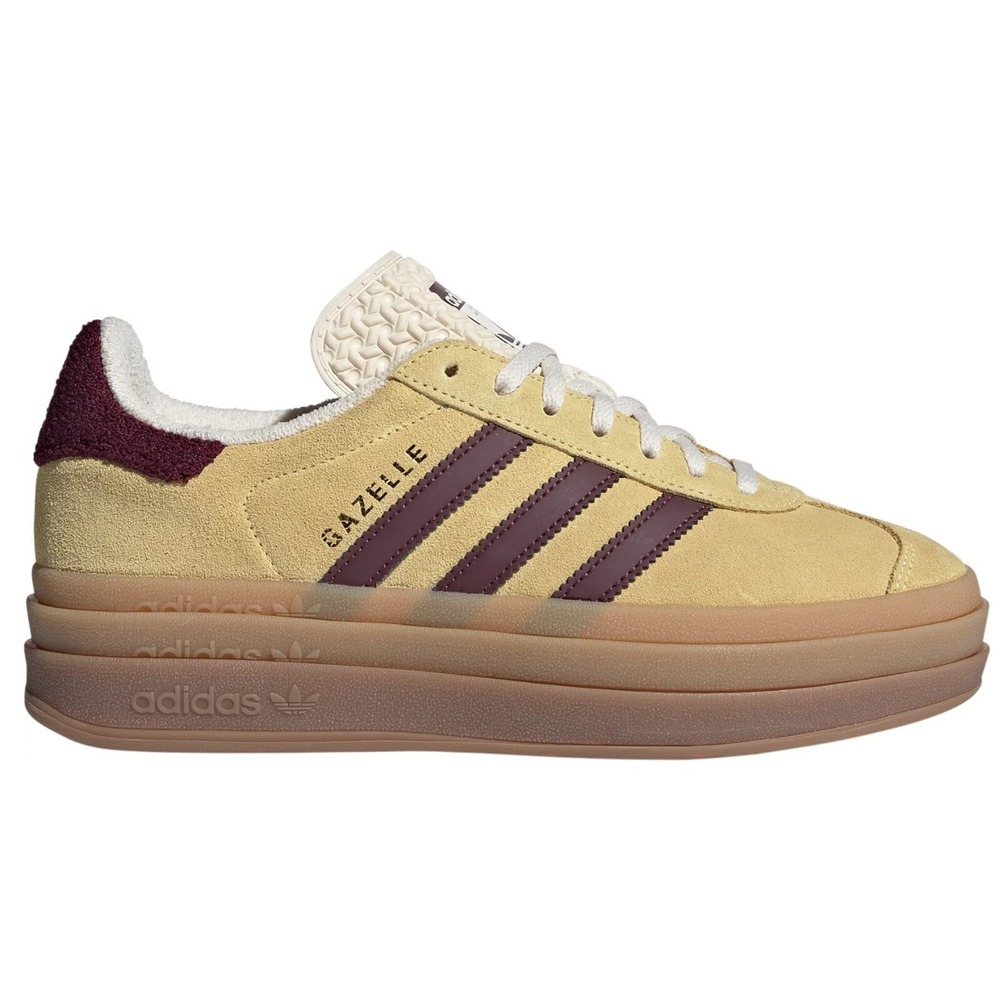 adidas Originals Women's Gazelle Bold Shoes Almost Yellow Maroon IF5937 Size 10